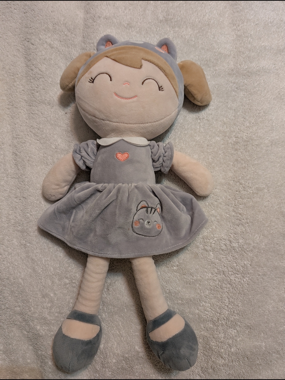 Gloveleya Glush Gray Bunny Dress Doll - Soft Comfort Toy